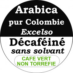 Café Colombie Excelso DECAFEINE- non torréfié