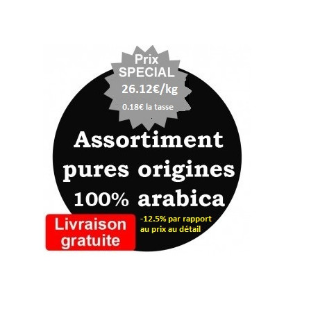 Assortiment cafés pure origines 100% arabica