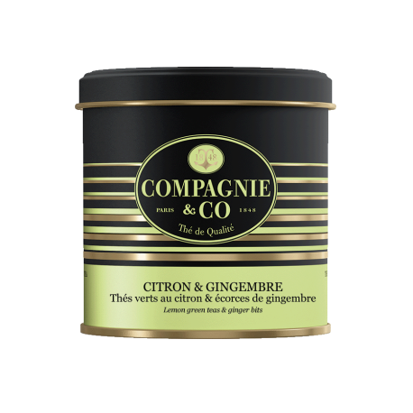 Thé vert Citron & Gingembre en boite métal luxe - Compagnie & co