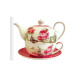 Solitaire à thé en porcelaine Rose et Papillon