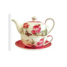 Solitaire à thé en porcelaine Rose et Papillon
