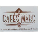 Plaque métal publicitaire CAFES MARC 80 ans