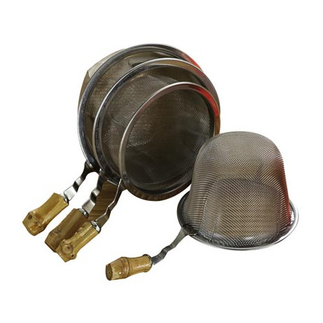 Filtre tamis en inox pour théière avec manche bambou
