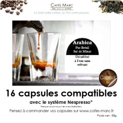 Café décaféiné Brésil Sul de Minas en capsules