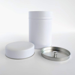 Boite à thé blanche double couvercle