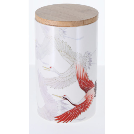 Boite à thé en porcelaine " Grue "