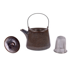 Théière en grès Noire avec filtre inox