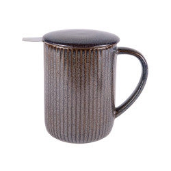 Tisanière Porcelaine Noire 0.47l avec filtre inox