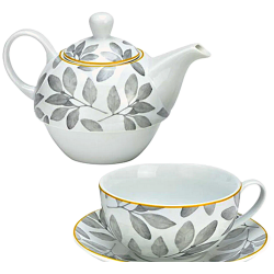 Solitaire à thé motif " feuilles grises "