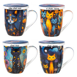 Tisanière Chat en porcelaine avec filtre