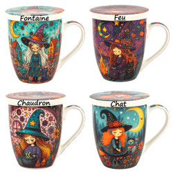 Tisanière en porcelaine " Sorcière " avec filtre inox