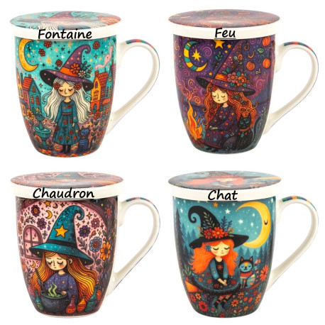 Tisanière en porcelaine " Sorcière " avec filtre inox