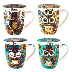 Tisanière en porcelaine " Chouette " avec filtre inox