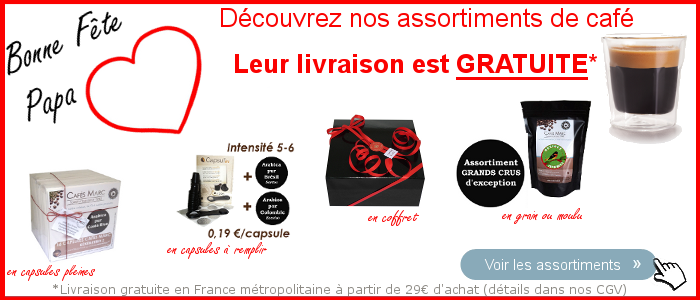 Nos assortiments cafes livrés gratuitement