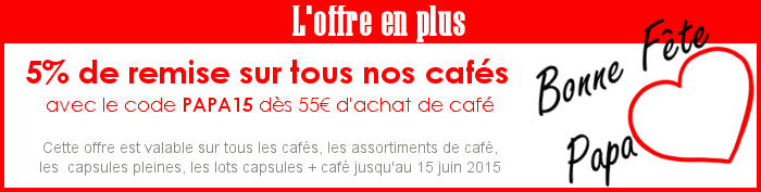 5% de remise sur tous nos cafés